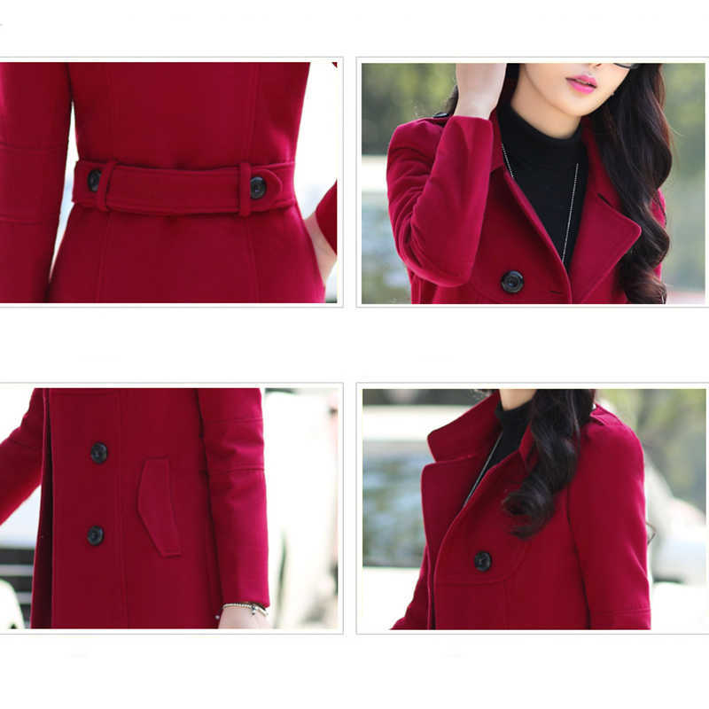 Women Woolen Coats Winter Trench Fashion Long Tops Women's Woat Elegant Bodycon Double Breasted 210820