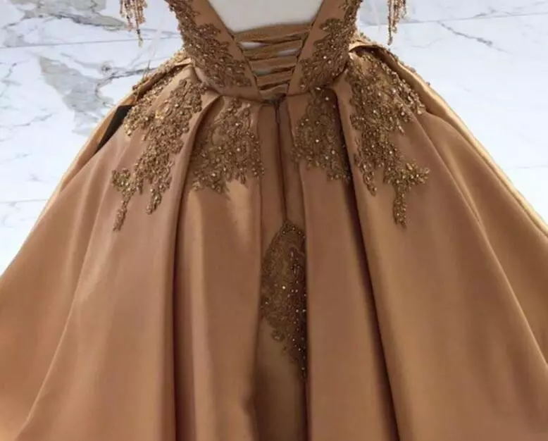 Gold Crystal Long wer Girls Dress Pageant Dresses Beaded 2021 Toddler Infant Clothes Little Kids Birthday Gowns