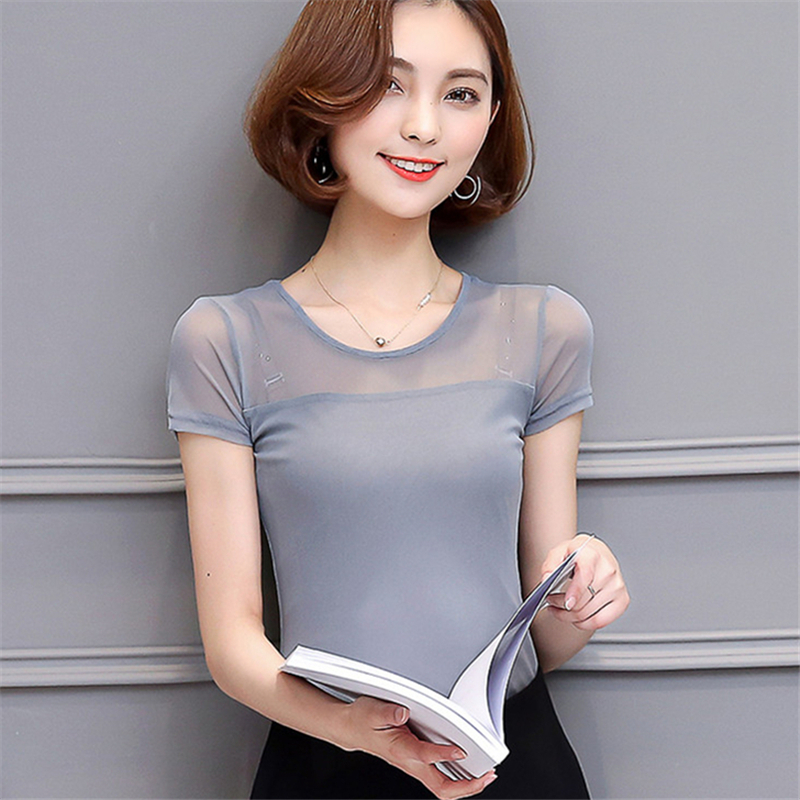 Women Clothing Summer Tshirt Casual Short Sleeve Tops Tees Sexy Lace TShirt Oneck Kawaii 3XL Blue Shirts harajuku T000 T200110