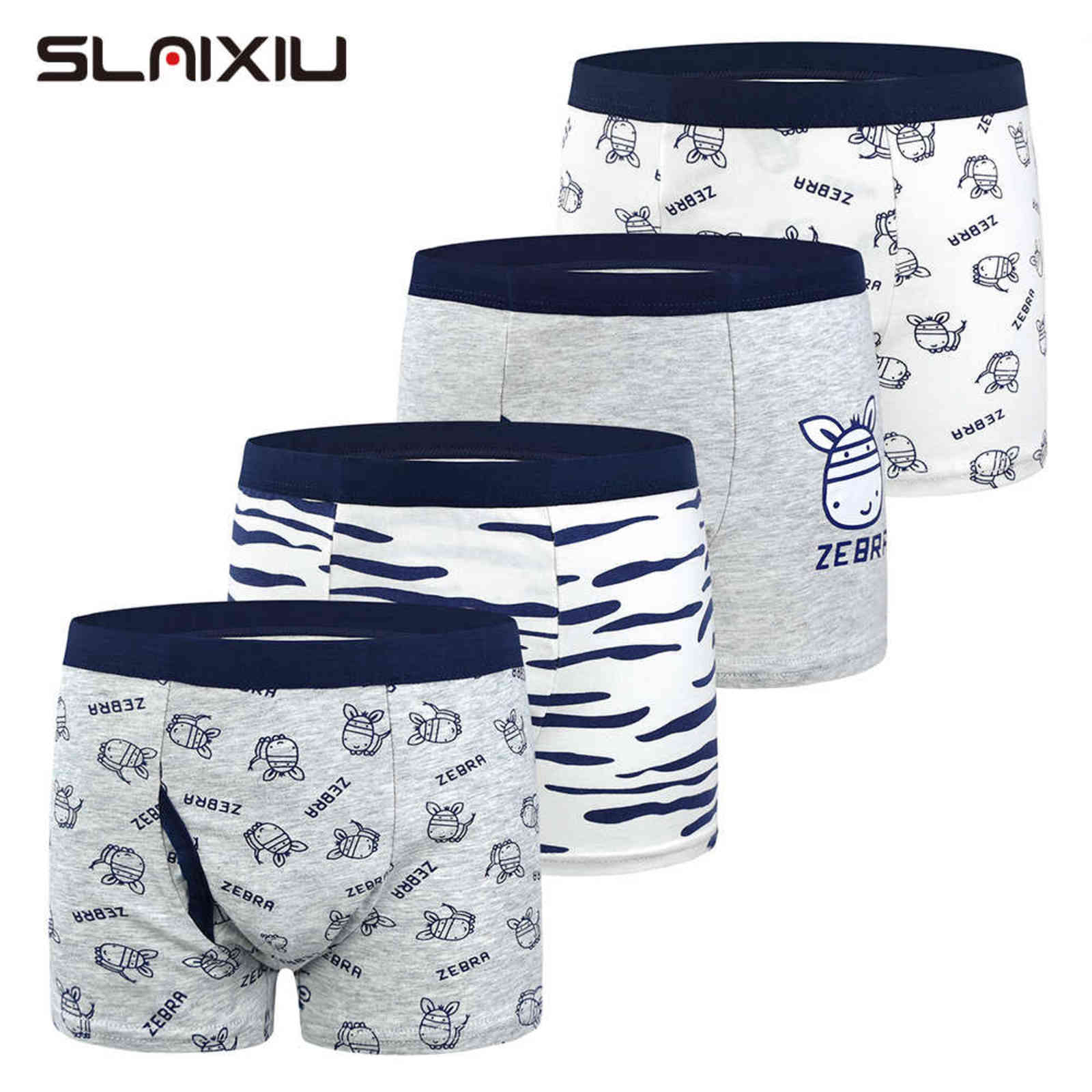 4 Piece Kids Boys Underwear Cartoon Children's Shorts Panties for Baby Boy Boxers Stripes Teenager Underpants 4-14T 211122