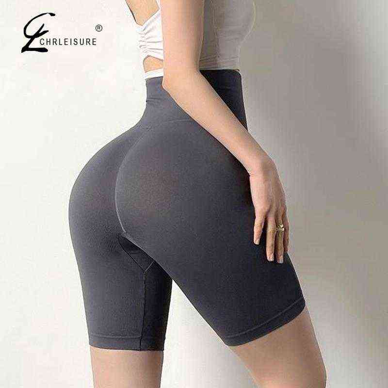 CHRLEISURE High Waist Short Leggings Women Solid Fitness Pants Casual Sports Skinny Leggins 211204