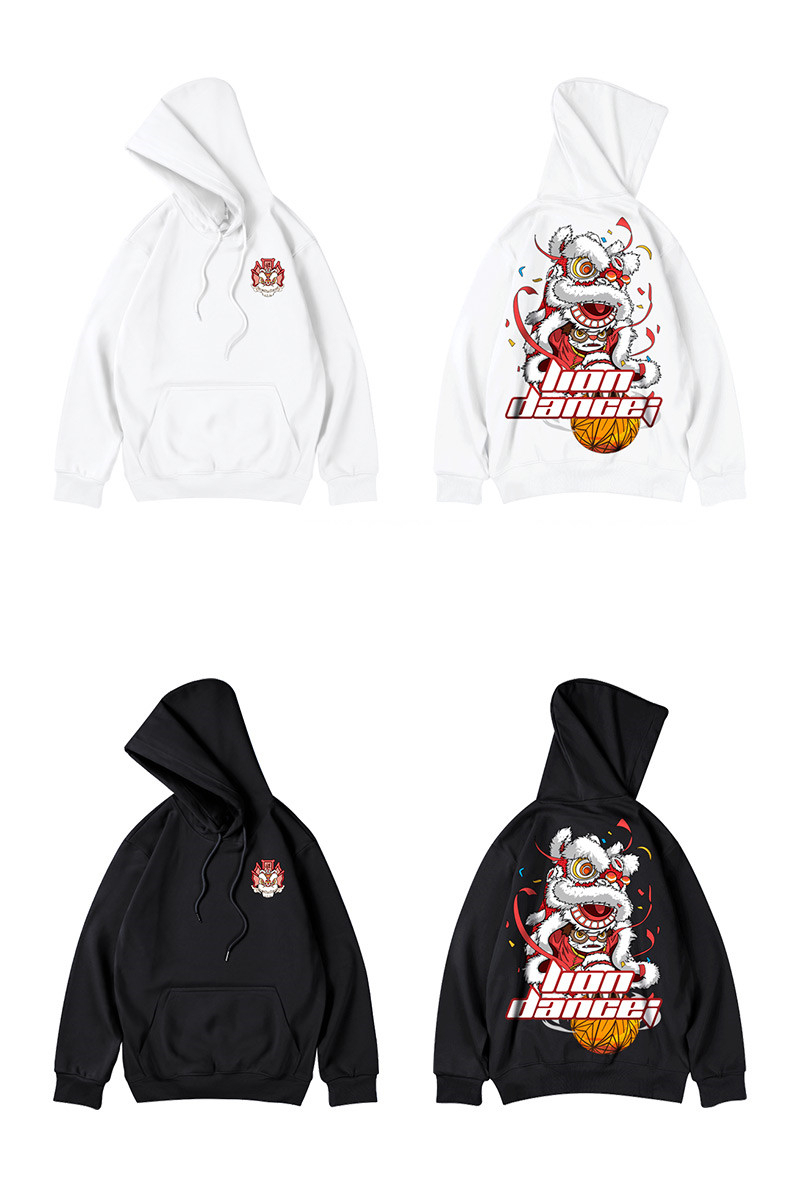 ZAZOMDE Streetwear Hoodies Men Sweatshirt Lion dance Print Autumn Hoodie Long Sleeve Hooded Cool Pullover Jumper Sweatshirts Men LJ201223