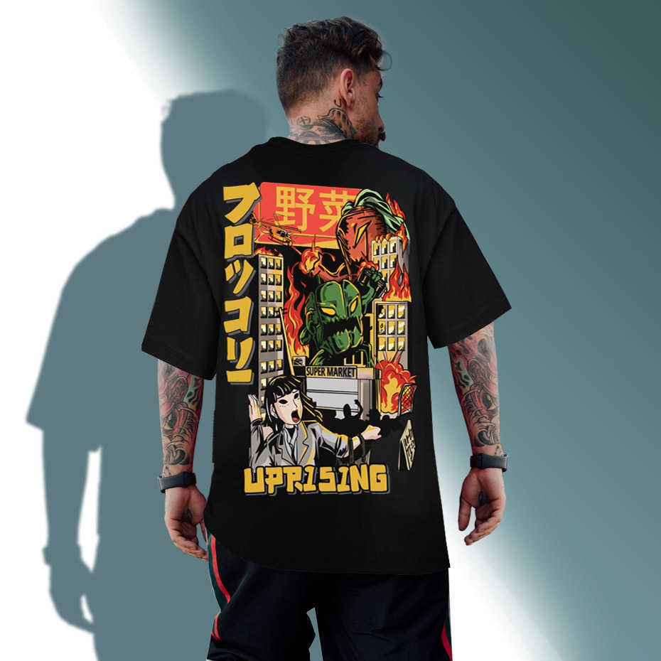 Men Hip Hop T Shirt Japanese Harajuku Cartoon Monster T-Shirt Streetwear Summer Tops Tees Cotton Tshirt Oversized HipHop 210629