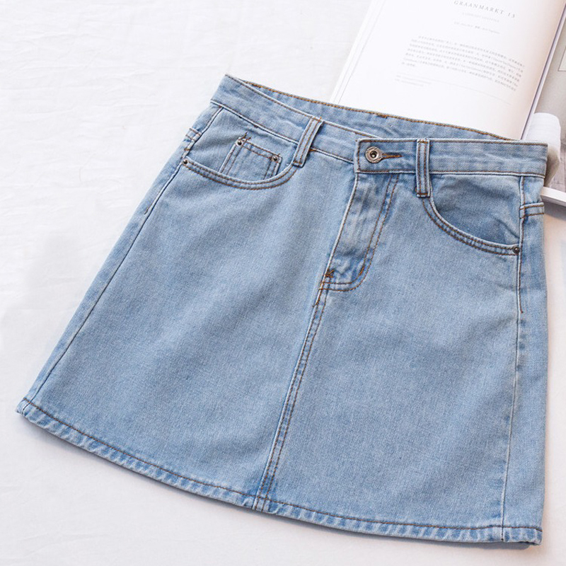 Zoki High Waist Women Denim Skirt Sexy Fashion Summer Korean Girls Jeans Mini Skirt Plus Size Cotton Ladies Short Skirt 210309
