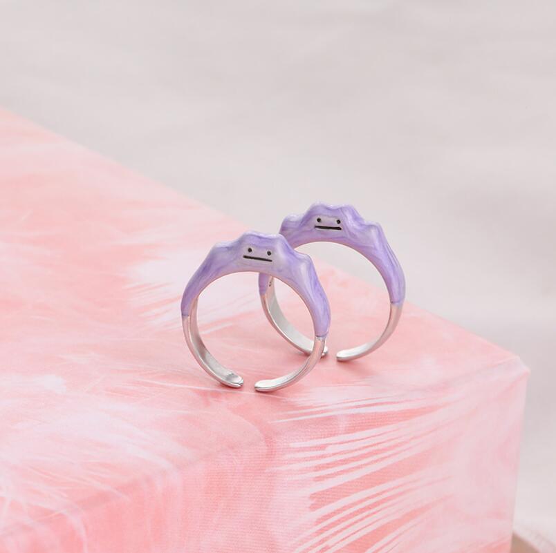 Funny Monster Open Dripping Oil Purple Cute Women's Rings Design Smile Fashion Ring Wholesale Jewelry