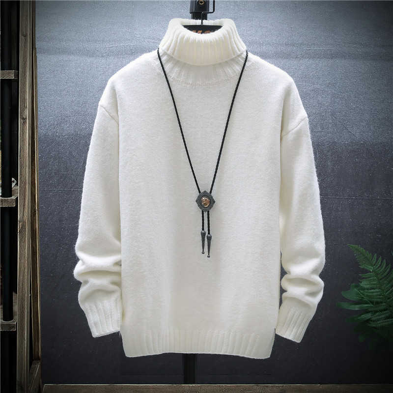 Winter Thick Men's Slim Sweater Solid Color Turtleneck Pullover Sweaters Mens Korean Casual Men Long Sleeve Knitwear Coats 210929