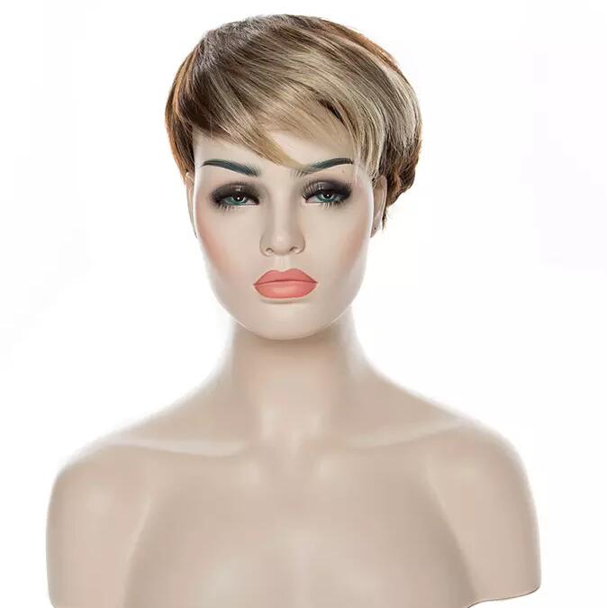 Elegant Short Synthetic Straight Brown Hairstyle Hightemperature Hair Wig for Women's Daily Life Cosplay