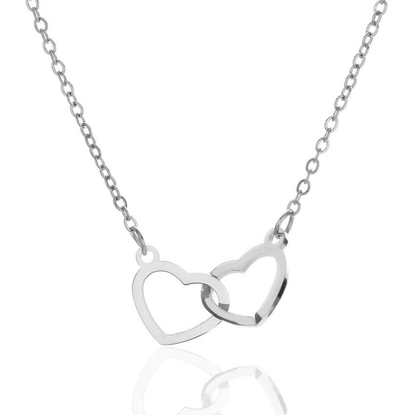 Couple Heart Necklace pendant Silver Gold Chains Stainless Steel Necklaces for Women Fashion Jewelry Will and Sandy