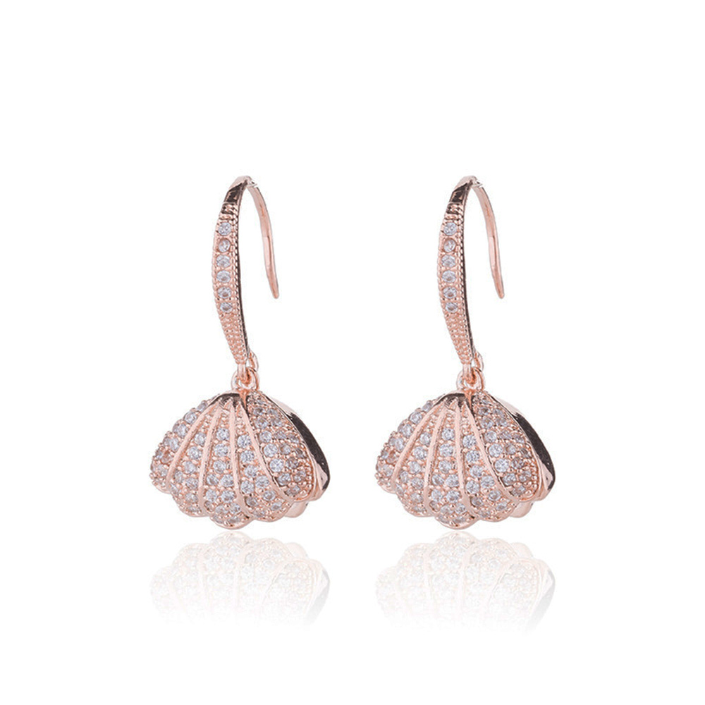 Fan Shell Pearl Dangle Earring 18K Real Gold Plated Prevent Allergy Earrings for Women Gril Gift Freshwater Natural Pearls