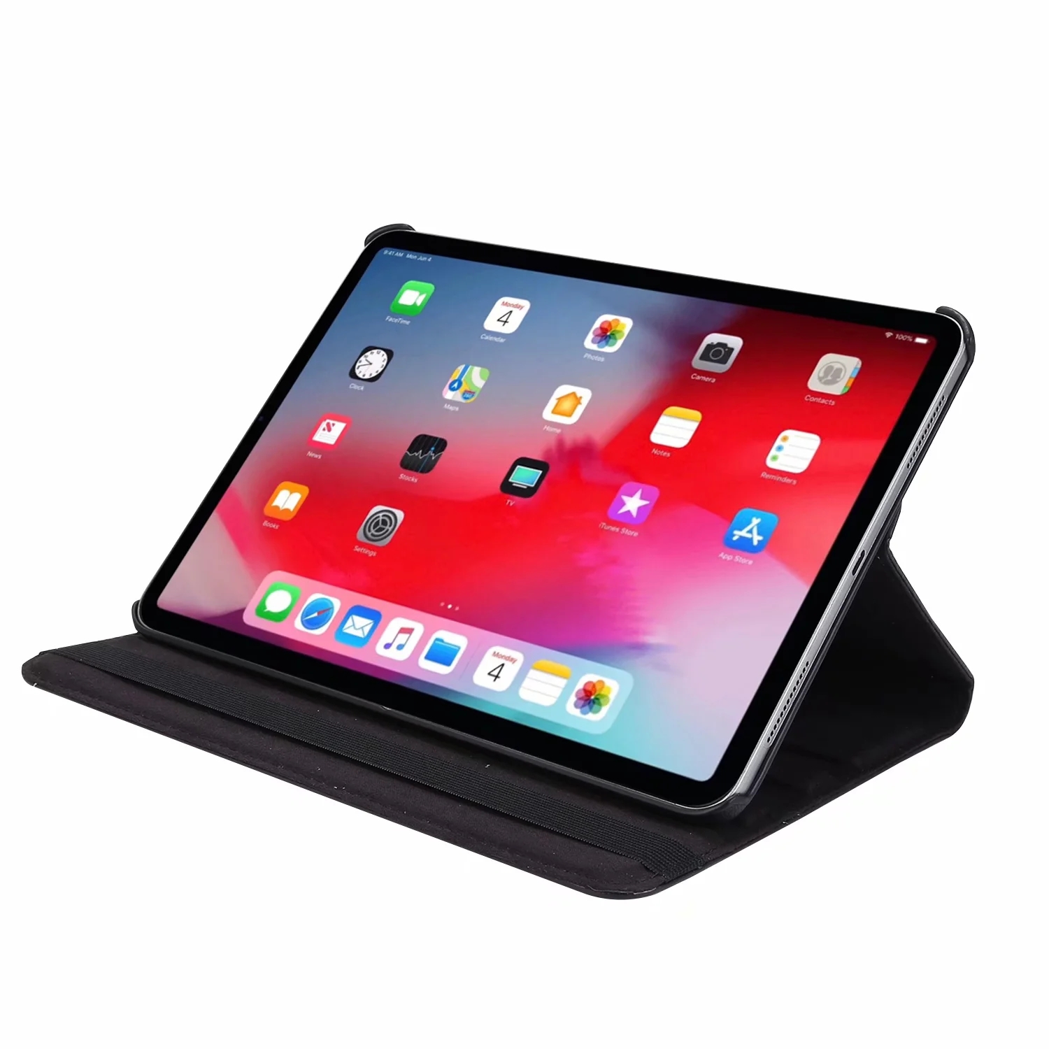 360° Rotation Tablet Cases for iPad Pro 129inch 3rd4th Gen Litchi Texture PU Leather Flip Kickstand Cover with Multi View An