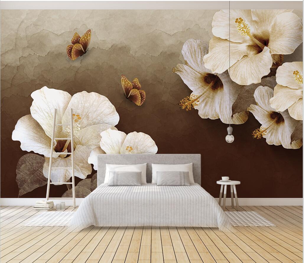 Custom wallpaper murals home decor embossed flowers butterfly silk mural 3d living room bedroom TV sofa 3d wallpaper