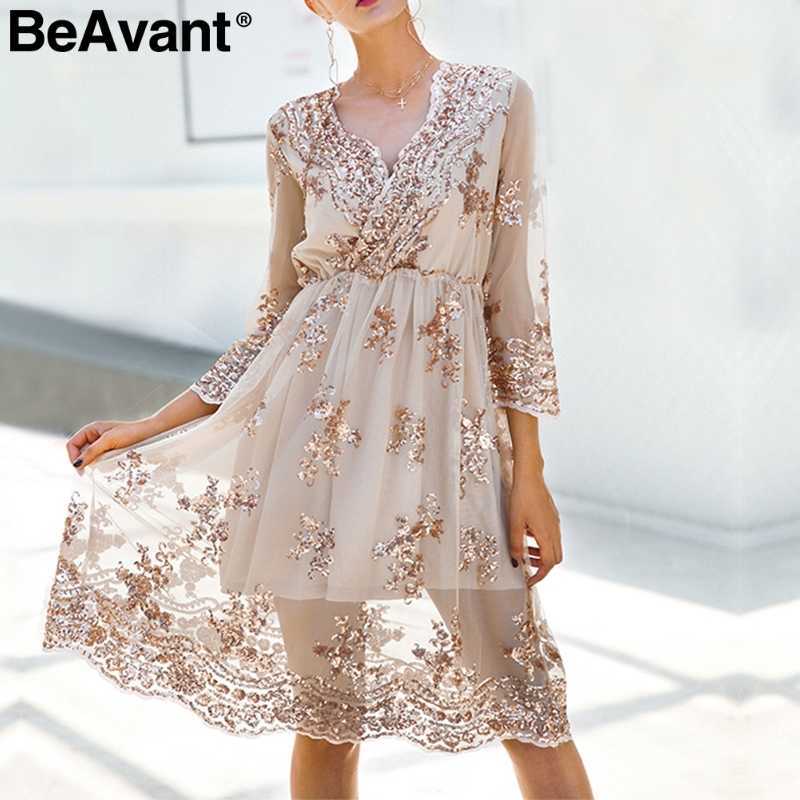 BeAvant gold sequin embroidery summer dress Women deep v neck mesh sexy dress Elegant party dress vestido de festa 210709, Black
BeAvant gold sequin embroidery summer dress Women deep v neck mesh sexy dress Elegant party dress vestido de festa 210709, Black
