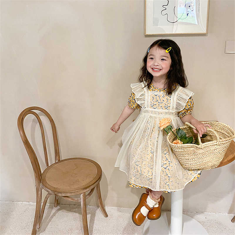 Summer Girls Cotton Floral Short Sleeve Princess Dress Korean style Kids Loose Mesh Clothing 210615, Mesh dress
Summer Girls Cotton Floral Short Sleeve Princess Dress Korean style Kids Loose Mesh Clothing 210615, Mesh dress