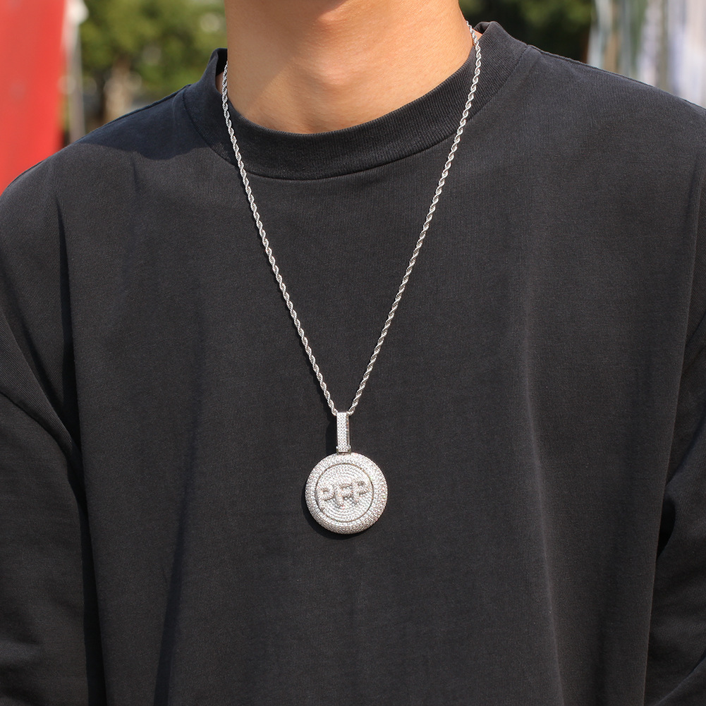 TopBling Hip Hop A-Z Custom Letters Pendant Necklace Rotatable Simulated Diamond Real Gold Plated Jewelry