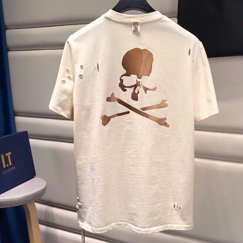 2021 Ins skull leisure t-shirt men's MMJ fashion brand hole stamping high end versatile loose short sleeve shirt summer wear, Black
2021 Ins skull leisure t-shirt men's MMJ fashion brand hole stamping high end versatile loose short sleeve shirt summer wear, Black
