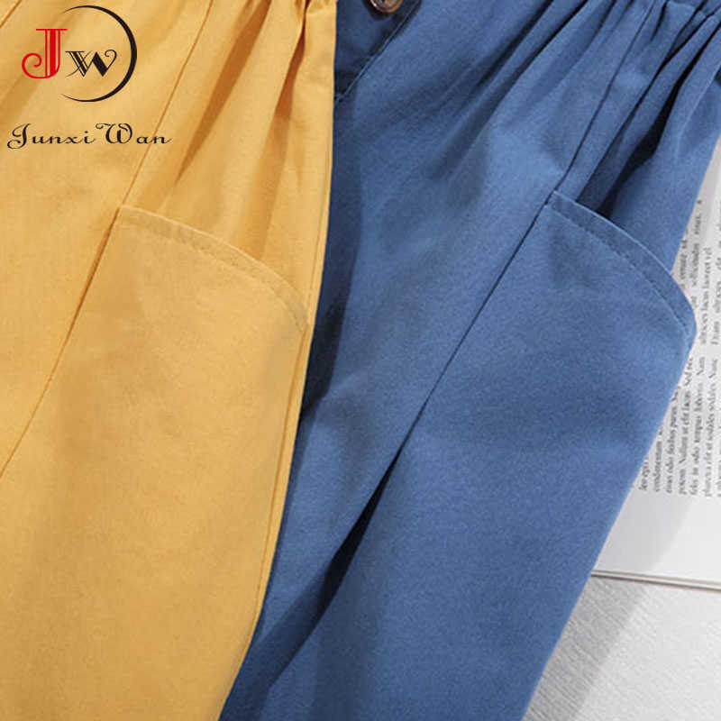 Women Summer Skirt Spring Korean Style Casual Solid High Waist A-Line Midi Skirts With Pocket Girls Elegant Faldas 210619