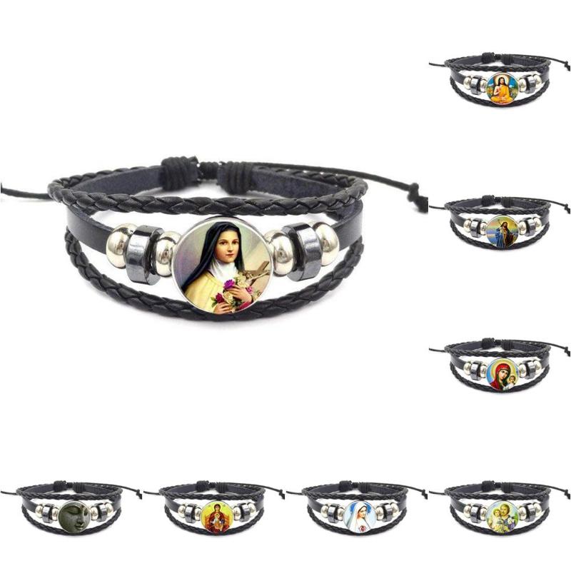 Charm Bracelets EJ Glaze For Men Women Fashion Glass Black Leather Bracelet Bangle Jewelry Virgin Mary Christian Jesus Buddhist Buddha, Golden;silver
Charm Bracelets EJ Glaze For Men Women Fashion Glass Black Leather Bracelet Bangle Jewelry Virgin Mary Christian Jesus Buddhist Buddha, Golden;silver