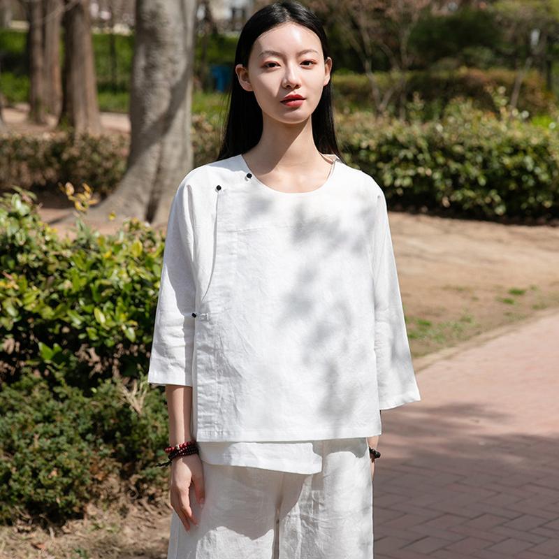 Women's Blouses & Shirts Johnature Women Chinese Style O-Neck Ramie Vintage Loose Tops 2021 Summer Solid Color Leisure, White
Women's Blouses & Shirts Johnature Women Chinese Style O-Neck Ramie Vintage Loose Tops 2021 Summer Solid Color Leisure, White