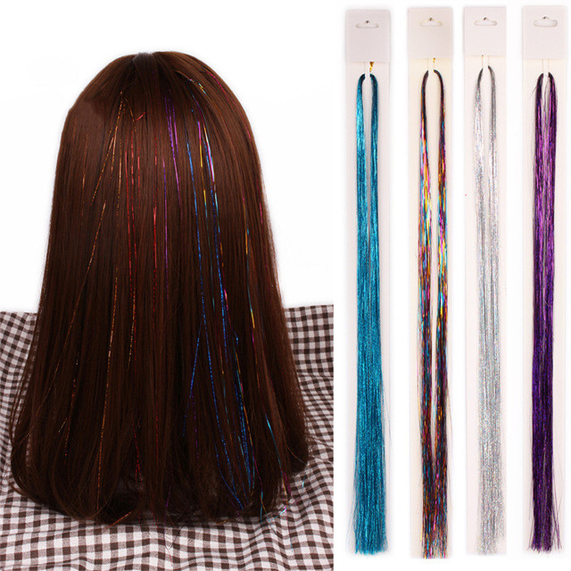 Sparkle Hair Tinsel Rainbow Colored Strands Girl Headwear Laser False Hairs Extension Bling Decoration Glitter Strips Party Gift от DHgate WW