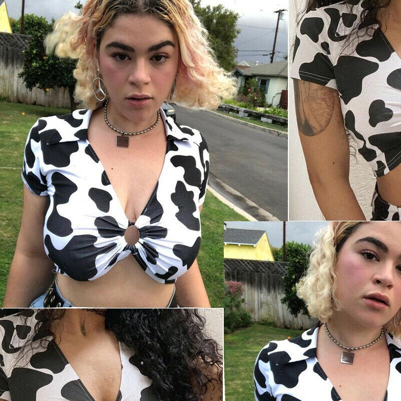 Newest Hot Fashion Sexy Women Summer Tops Short Sleeve Deep V Neck Cow Printed Casual Tops T Shirt L, As picture show
Newest Hot Fashion Sexy Women Summer Tops Short Sleeve Deep V Neck Cow Printed Casual Tops T Shirt L, As picture show