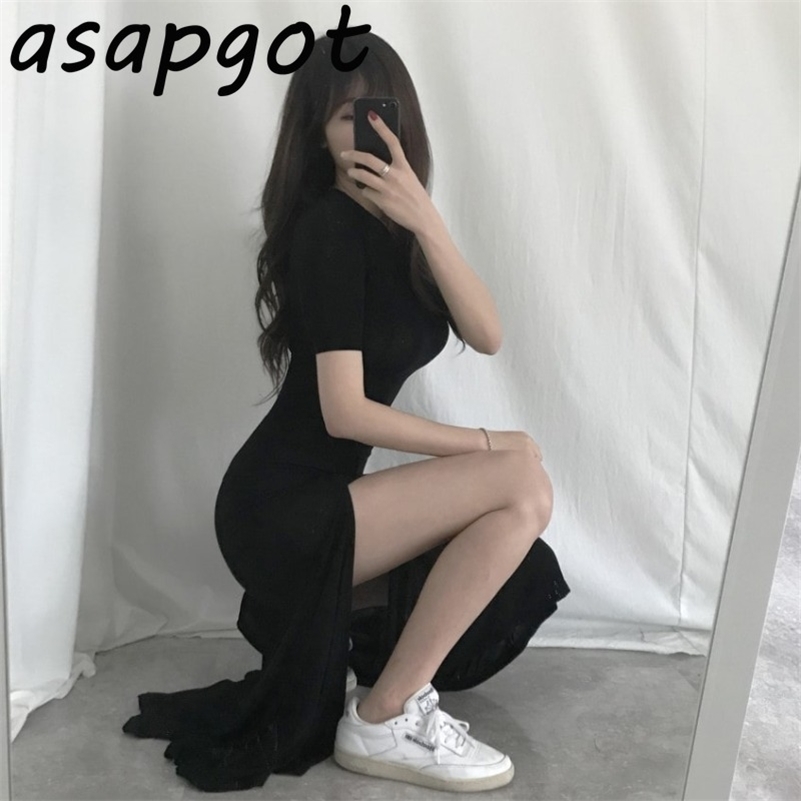 Casual High Elastic Plus Size O Neck Modal Cotton Black Side Split Mermaid Dress Women Short Sleeve Grey Wild Vestido 210630, Black short sleeve
Casual High Elastic Plus Size O Neck Modal Cotton Black Side Split Mermaid Dress Women Short Sleeve Grey Wild Vestido 210630, Black short sleeve