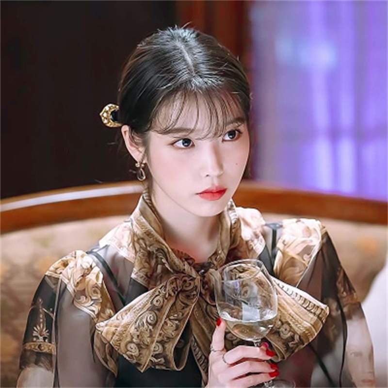 French retro black shirtvest for women DEL LUNA Hotel same IU Lee Ji Eun Korean dramas Chiffon T200608