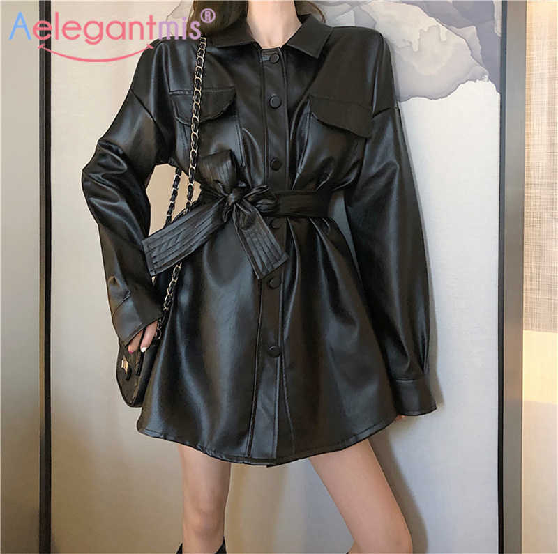 Aelegantmis Cool PU Leather Jacketwomen Sashes Spring Loose Belt Coat Female Slim Motorbiker Jacket Streetwear Chic 210607, Black
Aelegantmis Cool PU Leather Jacketwomen Sashes Spring Loose Belt Coat Female Slim Motorbiker Jacket Streetwear Chic 210607, Black