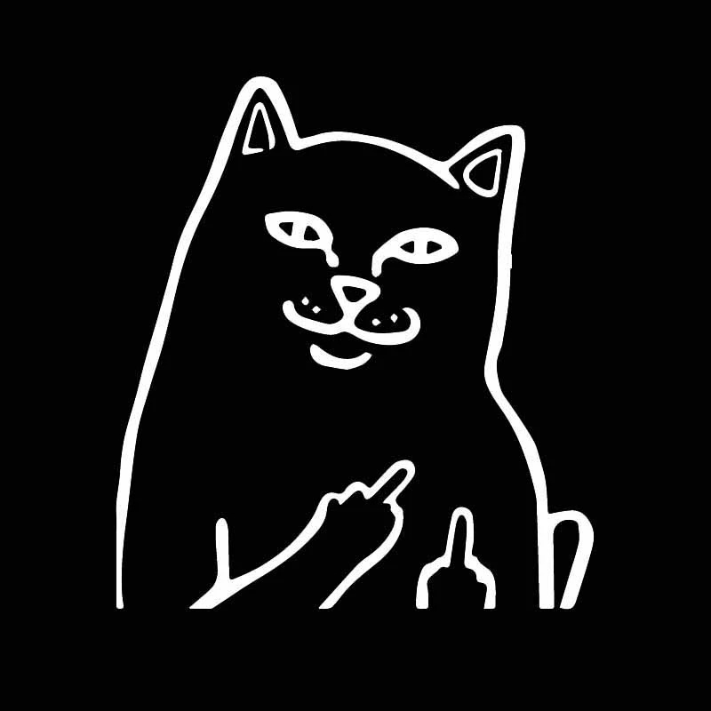 Funny Cat Cartoon Car Sticker Rude Middle Finger Cats Vinyl Decals For Auto Mercedes Motorcycle Windows Decoration Door Office Home Wall Accessories 5