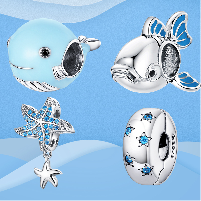 Authentic 925 Sterling Silver Beads Blue Crystal Blue Whale Fish Star Waves Charm Fit Original Bracelet DIY Jewelry Q0531
Authentic 925 Sterling Silver Beads Blue Crystal Blue Whale Fish Star Waves Charm Fit Original Bracelet DIY Jewelry Q0531