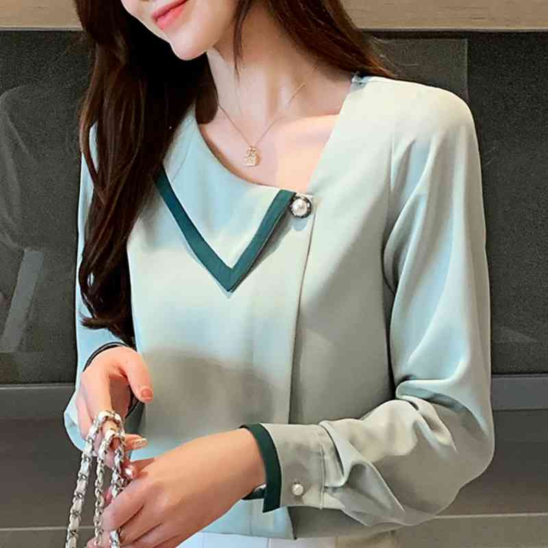 Fashion Woman Blouses Long Sleeve Chiffon Blouse Women Shirts Casual V-neck Blouse Women Womens Tops And Blouses Blusas C50 210602, Green
Fashion Woman Blouses Long Sleeve Chiffon Blouse Women Shirts Casual V-neck Blouse Women Womens Tops And Blouses Blusas C50 210602, Green