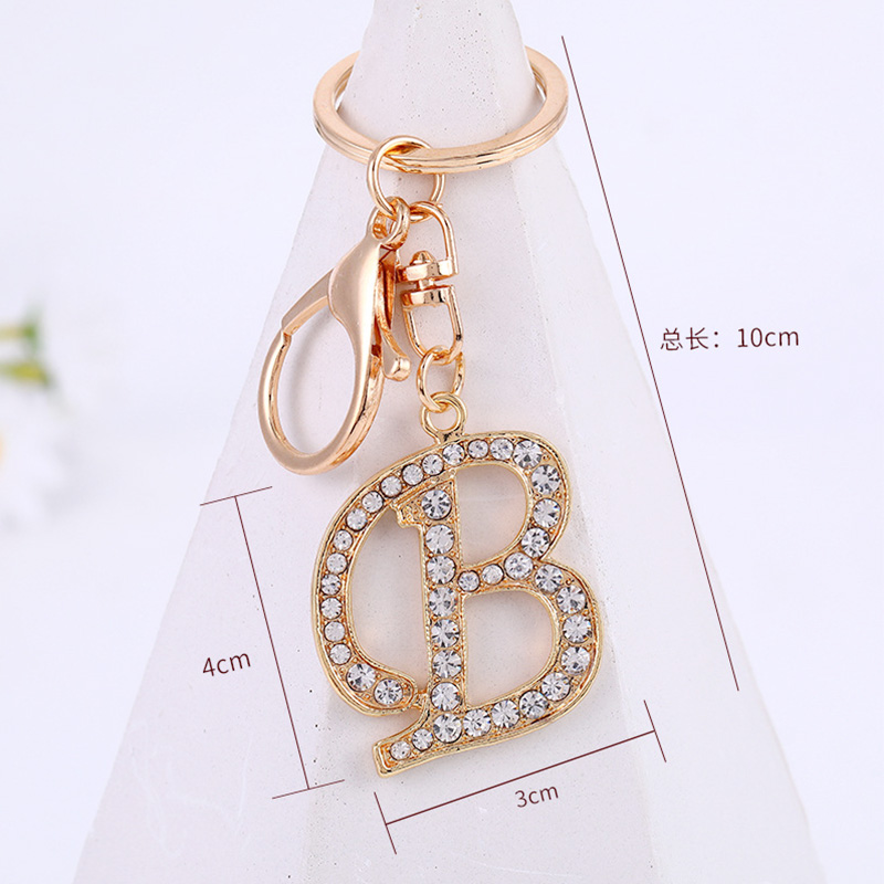 Women Keychain 26 Alphabet Letter Rhinestone Gold Color Keyring Charm Key Chain Accessoreis Female Car Bag Holder