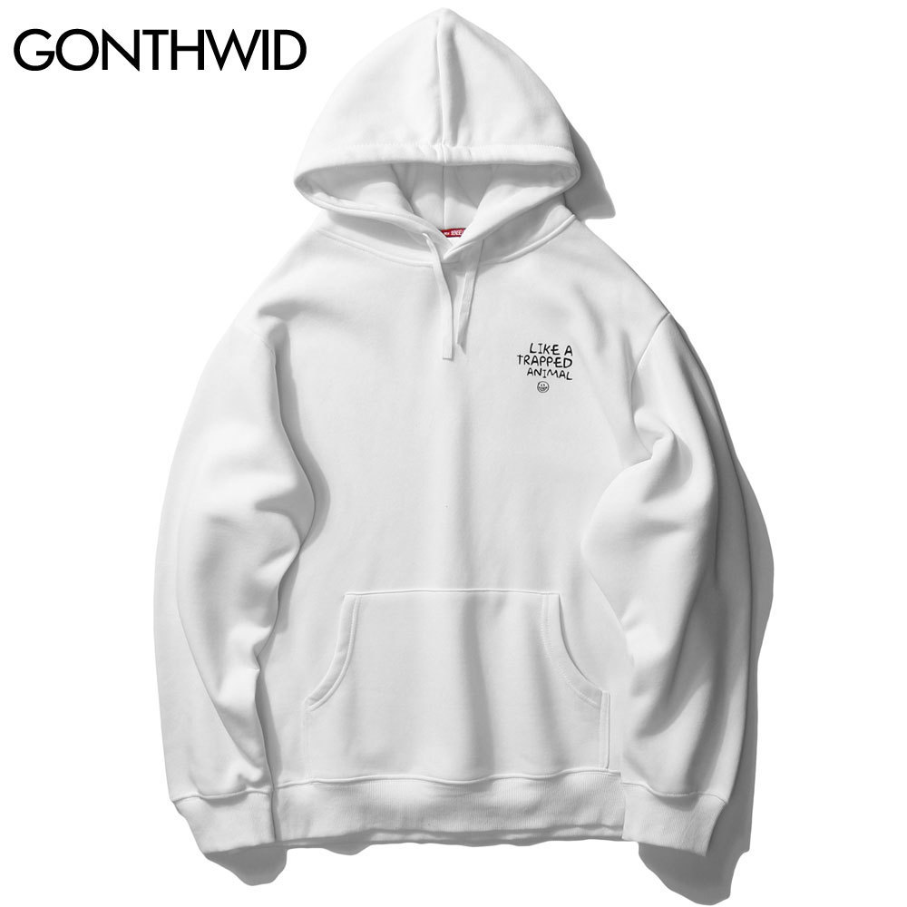 GONTHWID Creative Trapped Animal Letters Print Hoodies Sweatshirts Streetwear Harajuku Mens Hip Hop Casual Pullover Tops 201103
