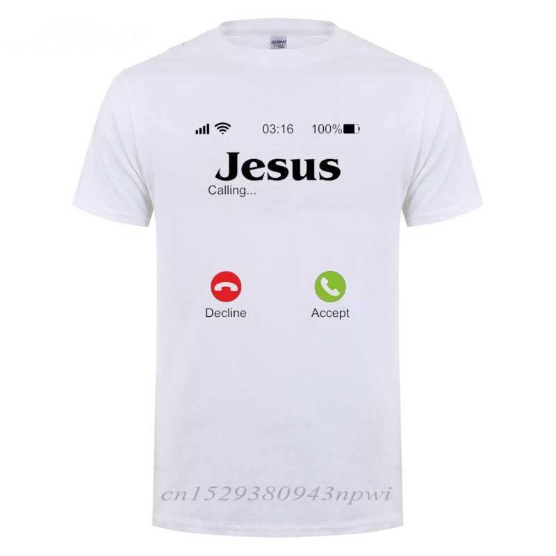 Jesus Is Calling T Shirt Christ Christian Religion Faith Bible Catholics Gift T-Shirt For Men Male Short Sleeve O Neck Tshirt 210629