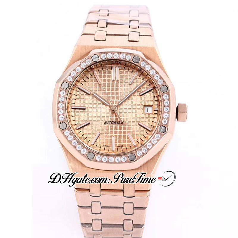 37mm 15451 A21J Automatic Womens Watch 18K Rose Gold Diamonds Bezel Champagne Texture Dial Stainless Steel Bracelet 2 Styles Sports Ladies Watches Puretime A13b2, A13 (1)
37mm 15451 A21J Automatic Womens Watch 18K Rose Gold Diamonds Bezel Champagne Texture Dial Stainless Steel Bracelet 2 Styles Sports Ladies Watches Puretime A13b2, A13 (1)