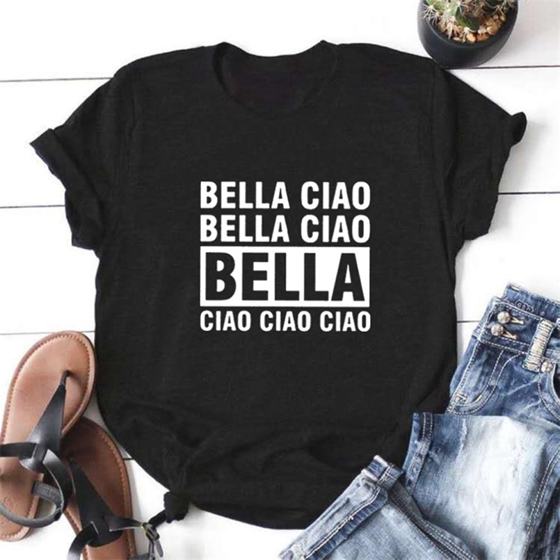 Bella Ciao Funny T Shirt Women Short Sleeve Cotton Tshirts O-neck Loose Tee Femme Black White Camisetas Mujer Top 210708, Sollid
Bella Ciao Funny T Shirt Women Short Sleeve Cotton Tshirts O-neck Loose Tee Femme Black White Camisetas Mujer Top 210708, Sollid