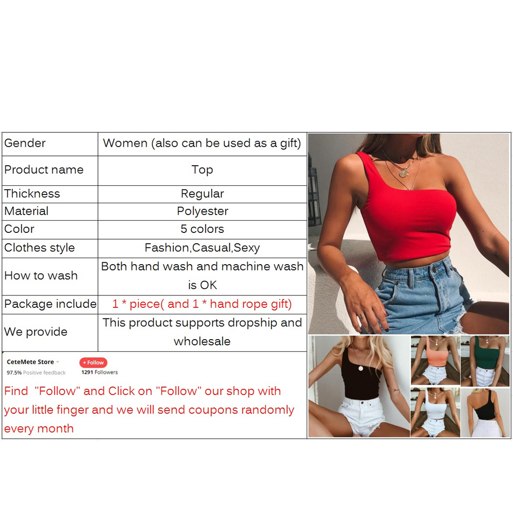 Summer Women One Shoulder Crop Tops Sleeveless Lady T-Shirt Female Sex Tank Tops Beach Vest Bare Midriff Fashion Camis 210308