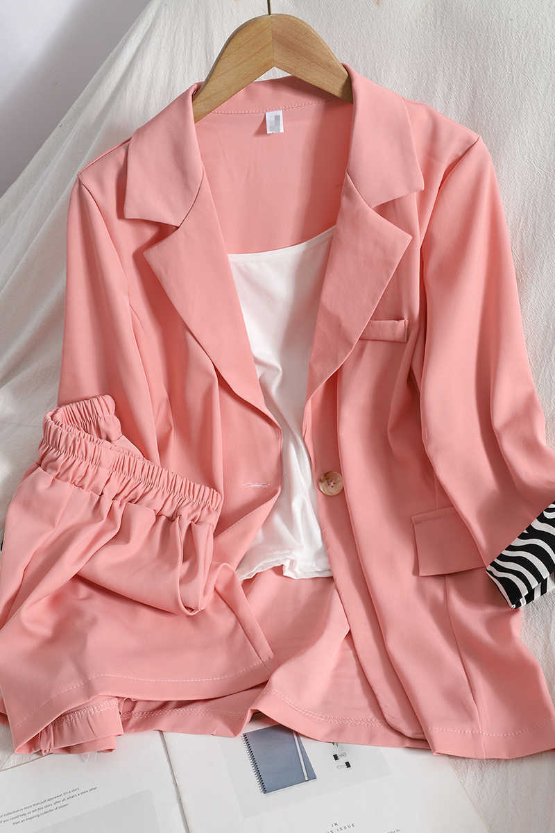 DEAT Summer Fashion Cardigan Contrast Zebra Pattern Roll Sleeve Coat + Suspender Wide Leg Shorts Three Piece Suit SK046 210709