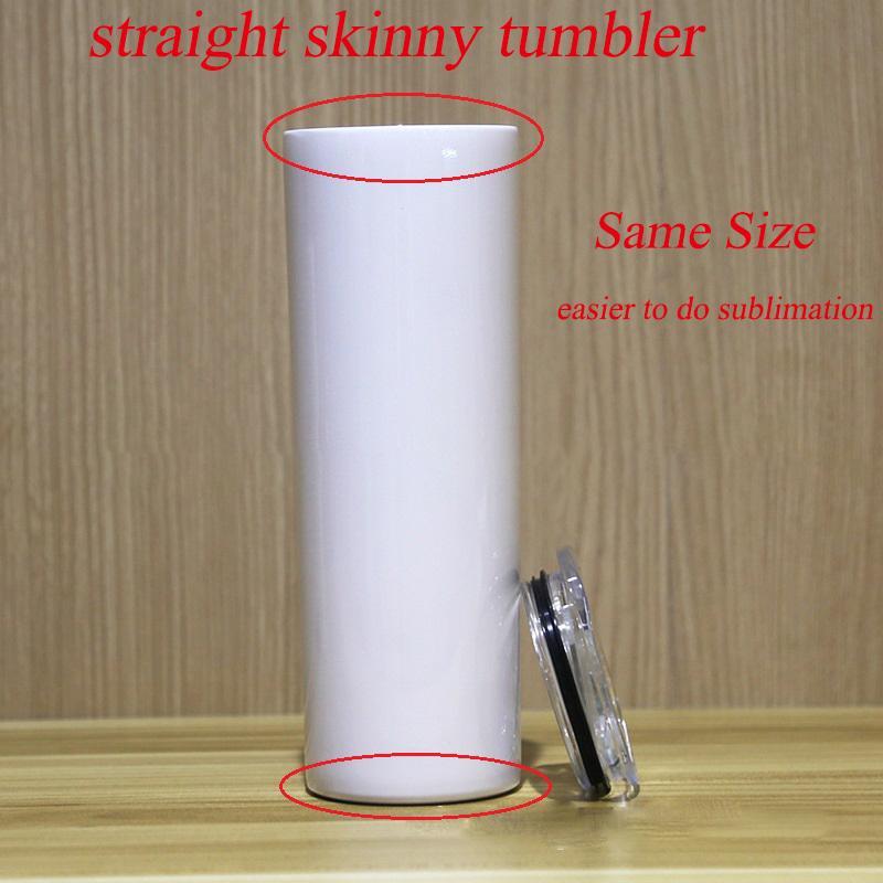 US warehouse 15-30oz Sublimation Straight Tumbler with Straw Blanks Stainless Steel Glossy Cup Water Bottle Double-Wall Vacuum Insulated Mug Fast Loca