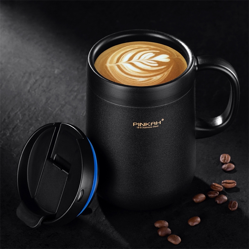 Pinkah Coffee Thermo Mug 350ml 460ml Office Vacuum Flasks Home Thermos Cup With Handle Insulated Mug Thermos As Gift 210913