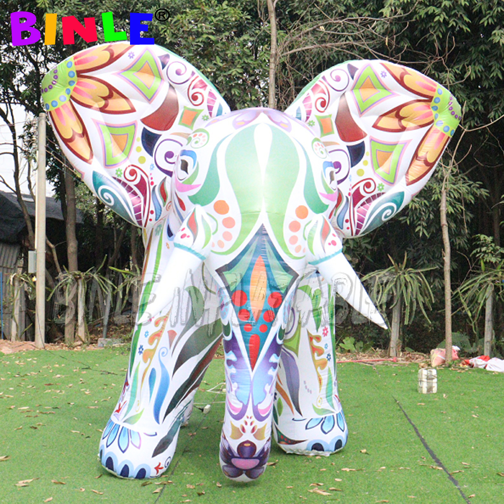custom made LED inflatable elephant airblowing style outdoor decoration colorful giant large animal balloon for advertising