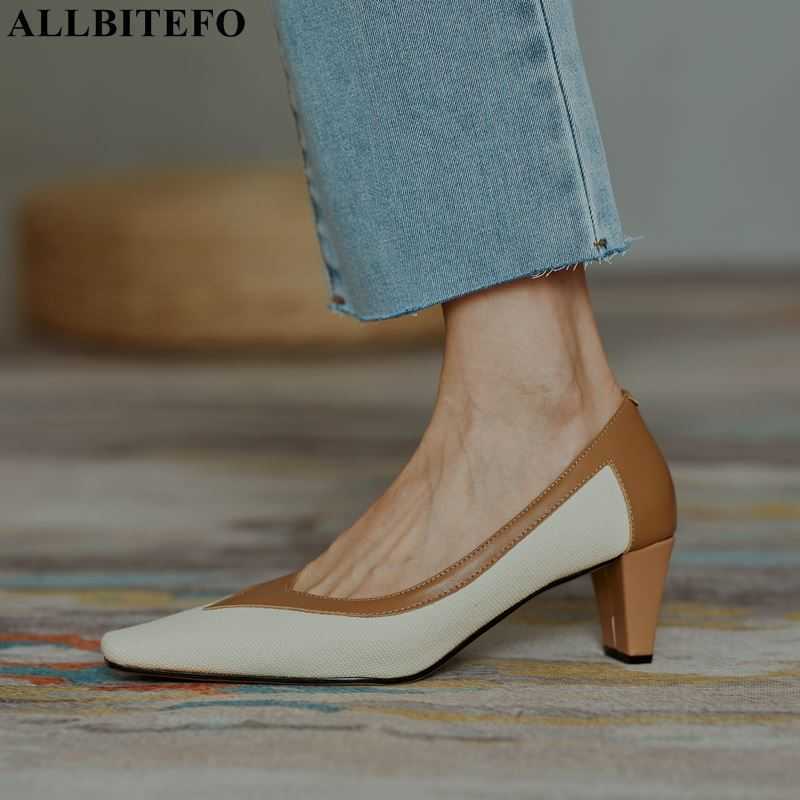 ALLBITEFO fahion retro genuine leather+cloth brand high heels women shoes thick heels office ladies shoes autumn women heels 210611, As picture
ALLBITEFO fahion retro genuine leather+cloth brand high heels women shoes thick heels office ladies shoes autumn women heels 210611, As picture
