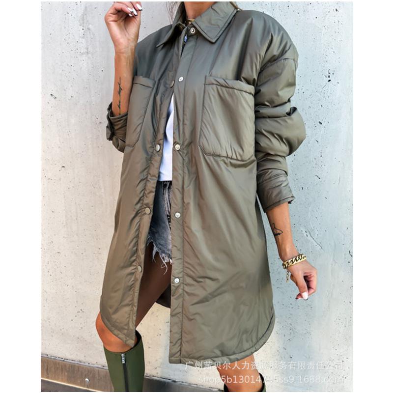 Women' Jackets Elegant Winter Jacket Ladies Fashion Long Sleeve Turn Down Collar Single Breasted Pocket Coat Outwear, Army green
Women' Jackets Elegant Winter Jacket Ladies Fashion Long Sleeve Turn Down Collar Single Breasted Pocket Coat Outwear, Army green