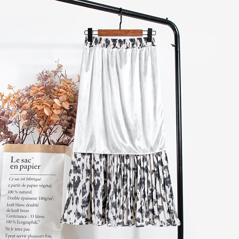 TIGENA Leopard Print Long Maxi Pleated Skirt Women Fashion Spring Summer Korean Elastic High Waist Chiffon Skirt Female 210306