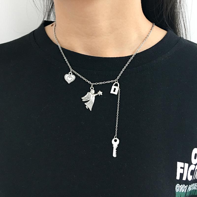Love Angel Wing Heart Bell Lock & Key Clavicle Chain Necklace Cute Gift For Girls Women Choker Jewelry Accessories Chains
Love Angel Wing Heart Bell Lock & Key Clavicle Chain Necklace Cute Gift For Girls Women Choker Jewelry Accessories Chains
