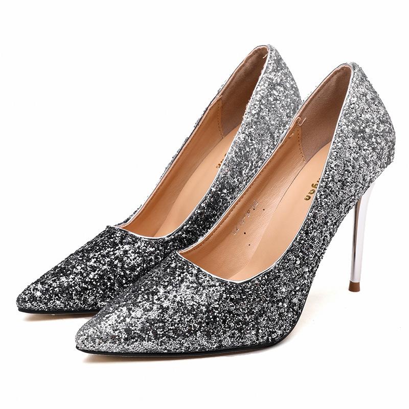 2021 New Fashion Sequins Gradient Europe And The United States Pointed Shallow Mouth Stiletto Shoes High Heels Wedding Shoes, Black 
2021 New Fashion Sequins Gradient Europe And The United States Pointed Shallow Mouth Stiletto Shoes High Heels Wedding Shoes, Black