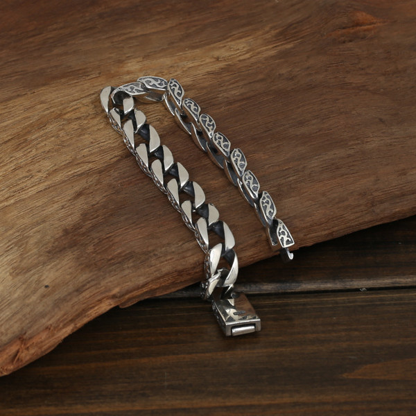 925 Sterling silver link chain bracelets 5mm American European antique handmade vintage designer luxury jewelry accessories gifts