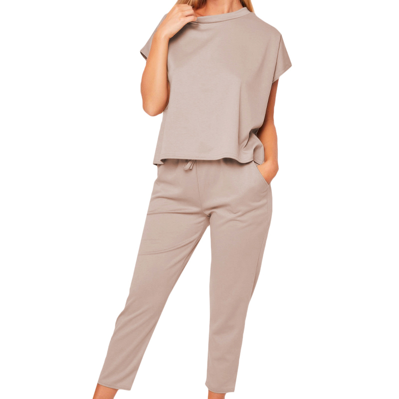 Vicabo O-neck Casual Sets for Women Summer Tops and Pants Set Ladies Pocket Comfy Loungewear Outfits T200603