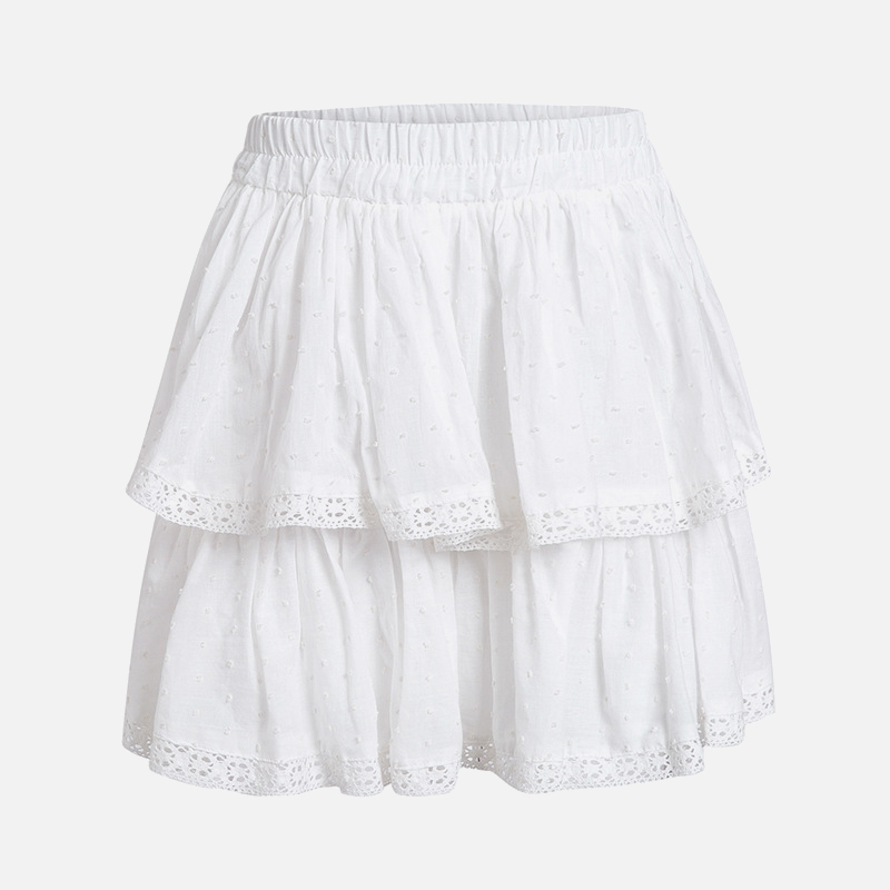 Women's High Waist A-Line Mini Skirt Summer Women Elegant White Skirts Casual Lace Splice Short Holiday Skirt Saia Feminino 210306