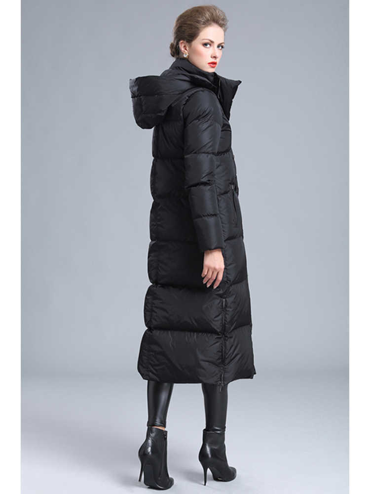 Women's winter clothing puffer zipper down coat big size 4XL black gray navy blue thick warm large size long down jacket 210918
