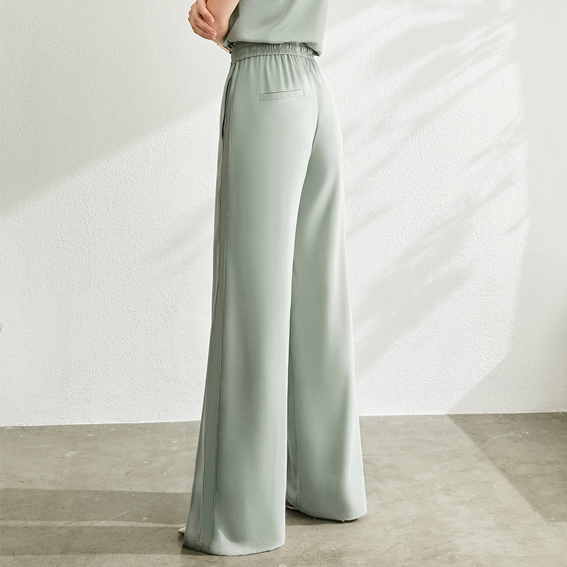 AMII Minimalist Women High Waist Pants Office Lady Elegant Elastic Waist Solid Loose Female Long Pants 12040227 201012